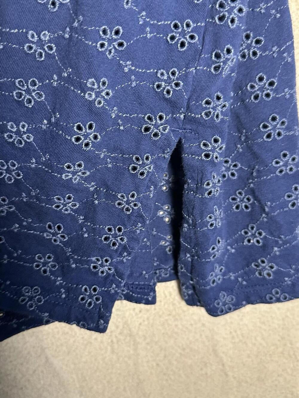 J. JILL Cotton Pullover 3/4 Sleeve Blouse Navy Blue Eyelet Lace V Neck Sz XL - Picture 15 of 15